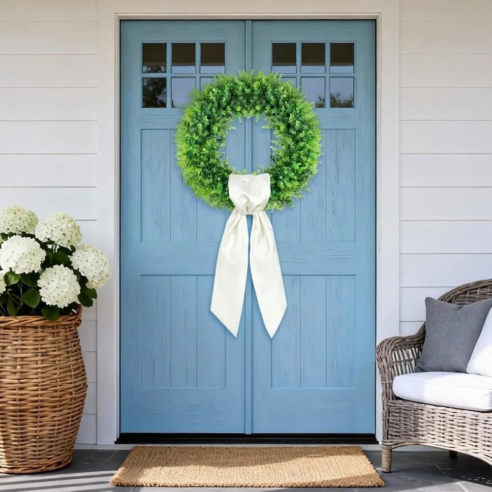 20'' Spring Dark Green Boxwood Wreaths Front Door Door Decor Artificial